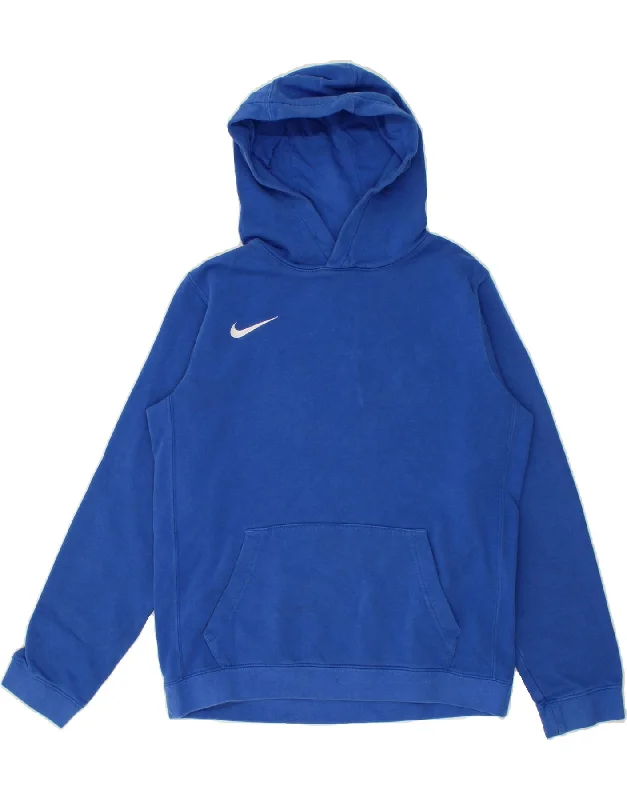 men's oversized sweatshirt hoodies -NIKE Boys Hoodie Jumper 13-14 Years XL Blue Cotton