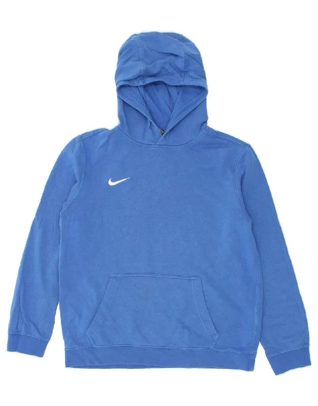 men's hoodie for hiking -NIKE Boys Hoodie Jumper 13-14 Years XL Blue Cotton