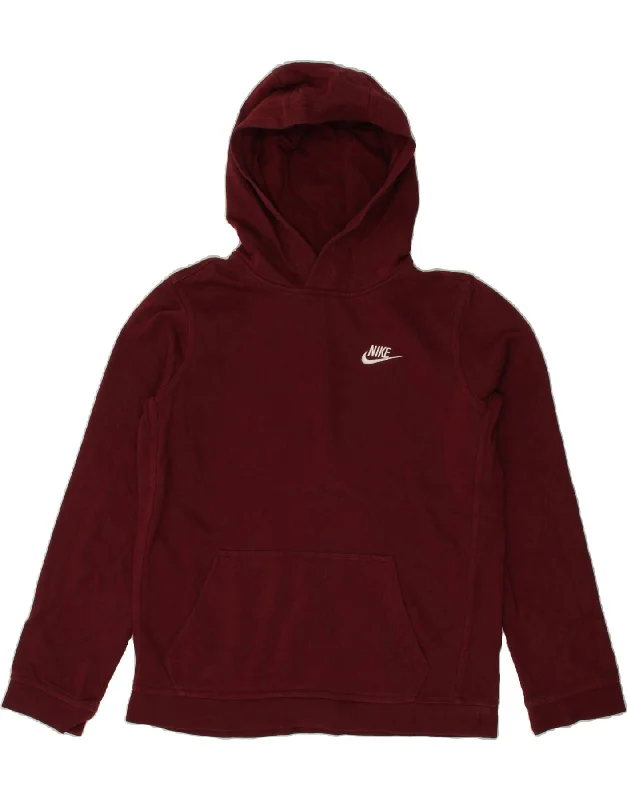 men's graphic print hoodies -NIKE Boys Hoodie Jumper 13-14 Years XL Maroon Cotton