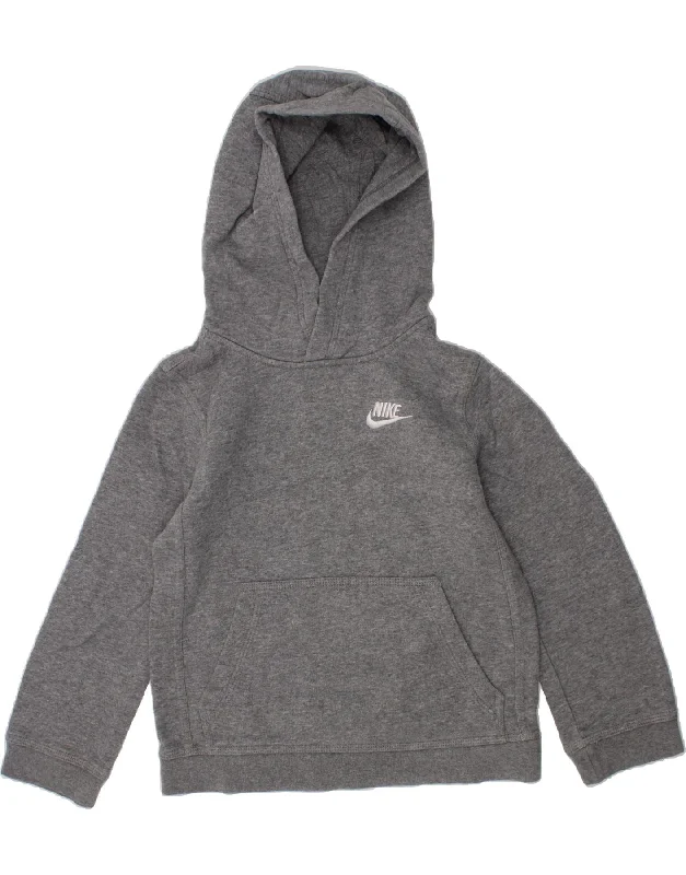 men's athletic hoodies -NIKE Boys Hoodie Jumper 7-8 Years XS Grey Cotton