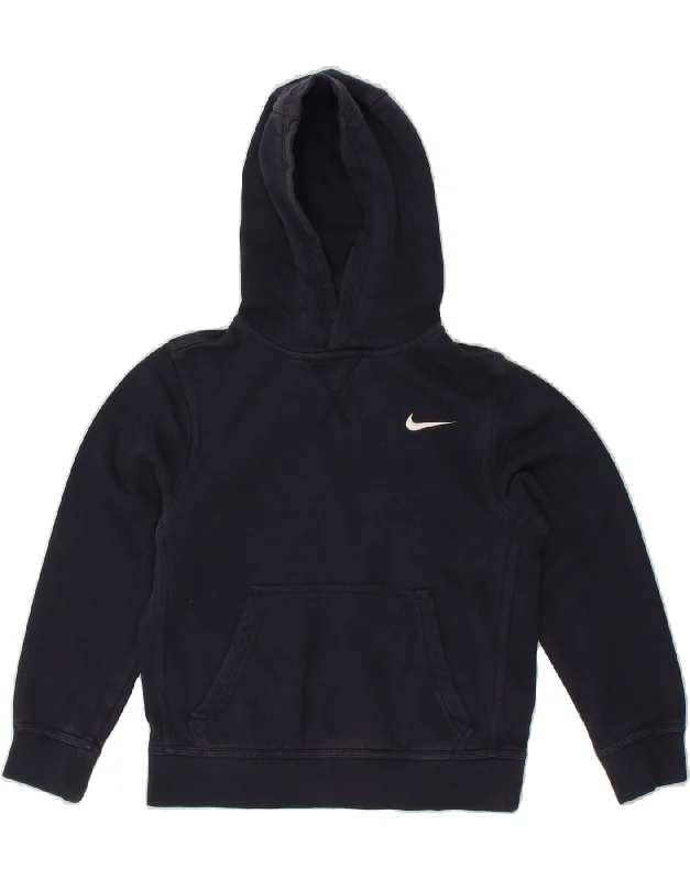 men's graphic design hoodie sweatshirts -NIKE Boys Hoodie Jumper 8-9 Years Small  Navy Blue Cotton