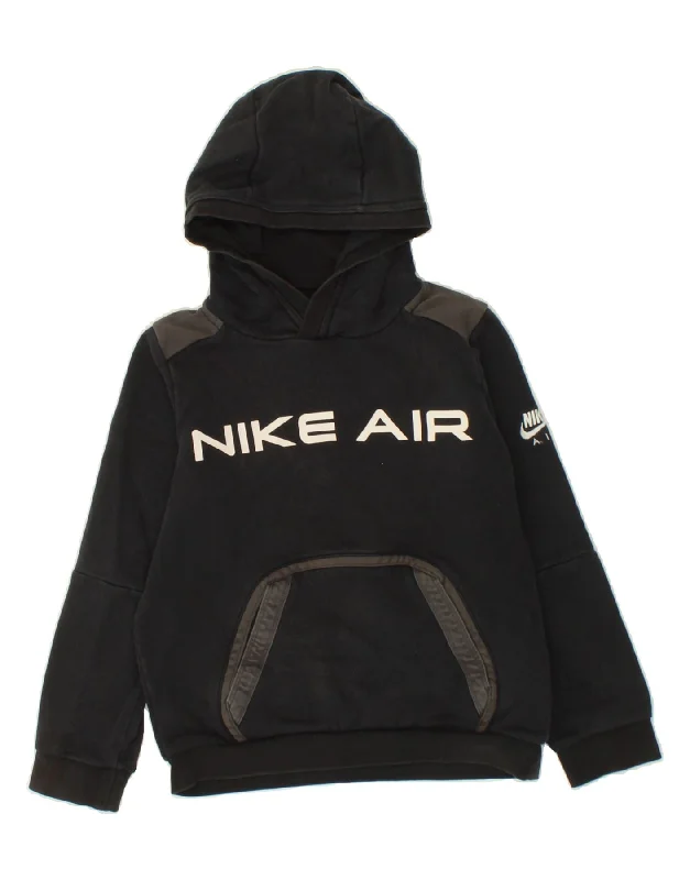 men's hoodie for outdoor wear -NIKE Boys Standard Fit Graphic Hoodie Jumper 10-11 Years Medium  Black