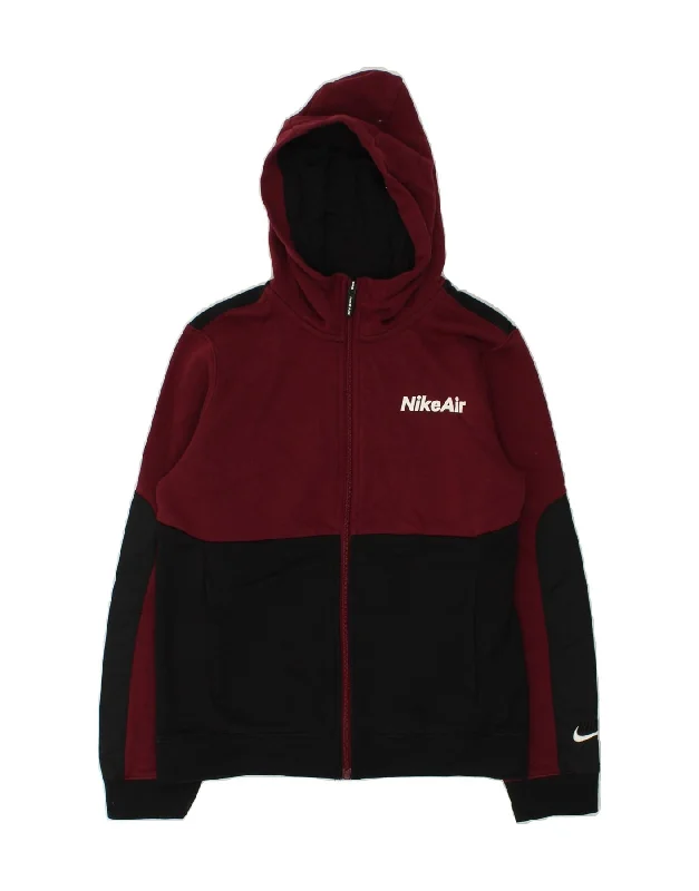 men's lightweight knitted sweaters -NIKE Boys Standard Fit Zip Hoodie Sweater 10-11 Years Large Burgundy