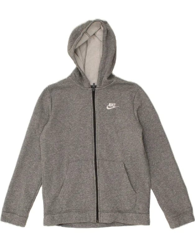 men's formal sweaters -NIKE Boys Standard Fit Zip Hoodie Sweater 12-13 Years Large  Grey Cotton