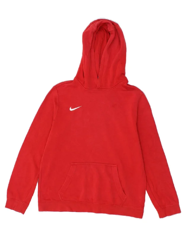 men's graphic hoodies -NIKE Boys Tall Hoodie Jumper 13-14 Years XL Red Cotton