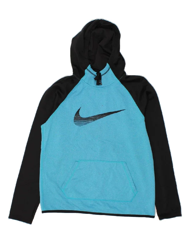 men's high-quality hoodies -NIKE Boys Therma-Fit Graphic Hoodie Jumper 10-11 Years Medium Blue