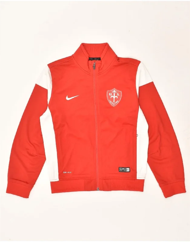 men's down jackets -NIKE Boys Tracksuit Top Jacket 10-11 Years Medium  Red Colourblock