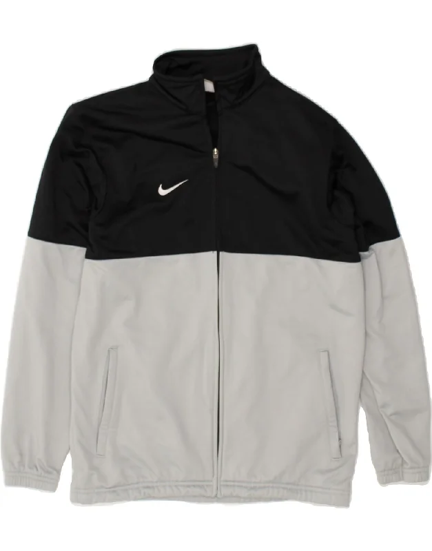 men's packable jackets -NIKE Boys Tracksuit Top Jacket 13-14 Years XL Grey Colourblock Polyester