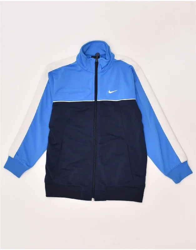 men's lightweight puffer jackets -NIKE Boys Tracksuit Top Jacket 7-8 Years XL Navy Blue Colourblock