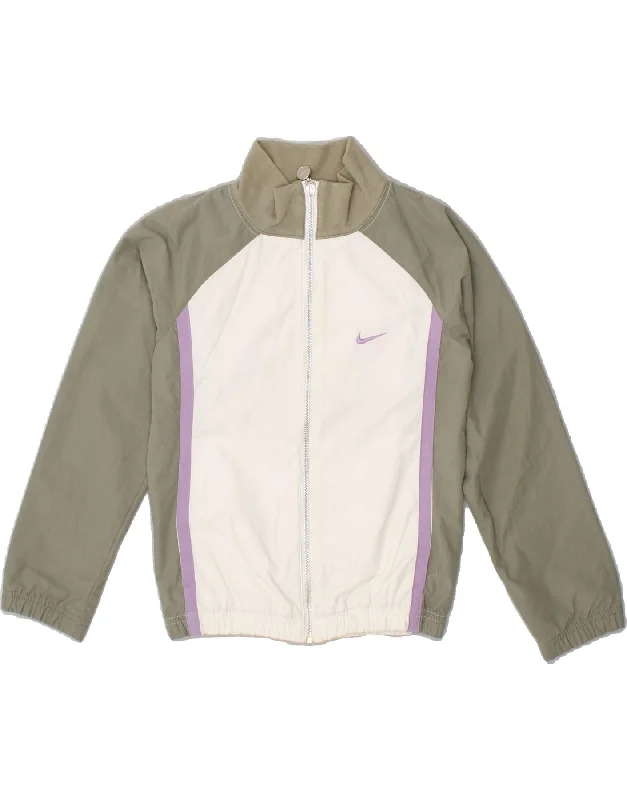 men's sports jackets for work -NIKE Boys Tracksuit Top Jacket 8-9 Years Small White Colourblock Cotton