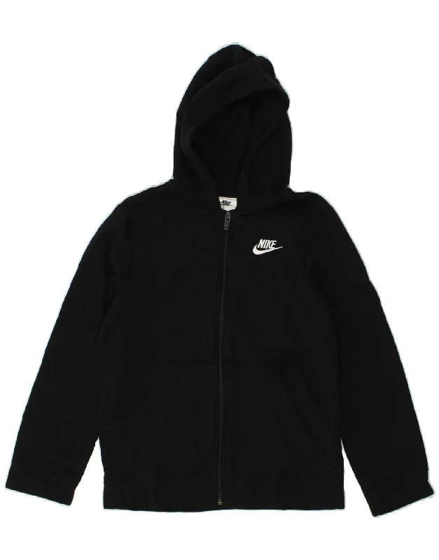 men's knitted sweaters -NIKE Boys Zip Hoodie Sweater 10-11 Years Black Cotton