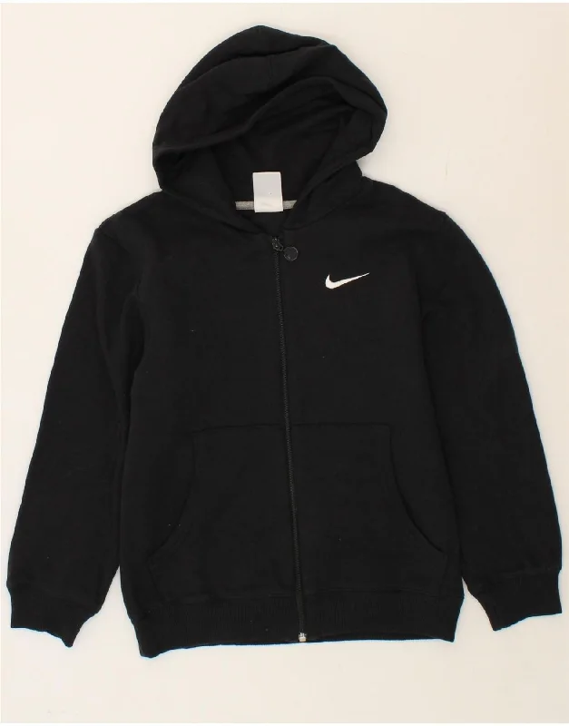 men's warm knitwear sweaters -NIKE Boys Zip Hoodie Sweater 10-11 Years Medium  Black Cotton