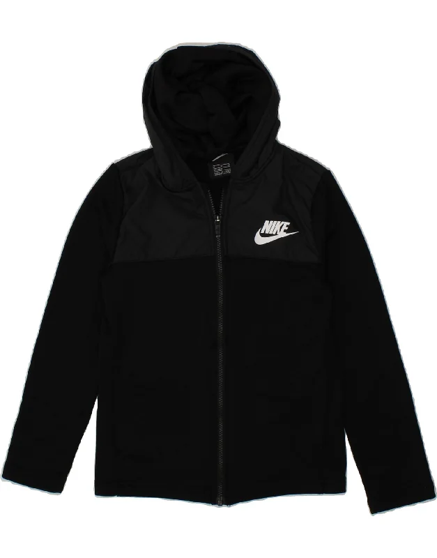 men's formal wool sweaters -NIKE Boys Zip Hoodie Sweater 10-11 Years  Medium  Black Polyester