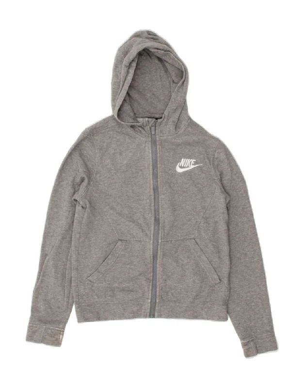 men's cozy pullovers for winter -NIKE Boys Zip Hoodie Sweater 10-11 Years Medium Grey