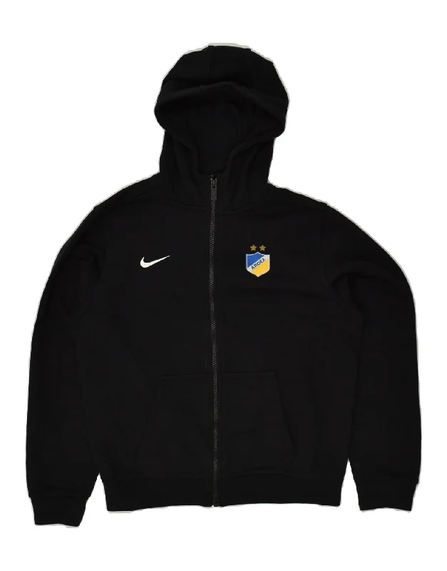 men's colorful wool sweaters -NIKE Boys Zip Hoodie Sweater 12-13 Years Large Black Cotton