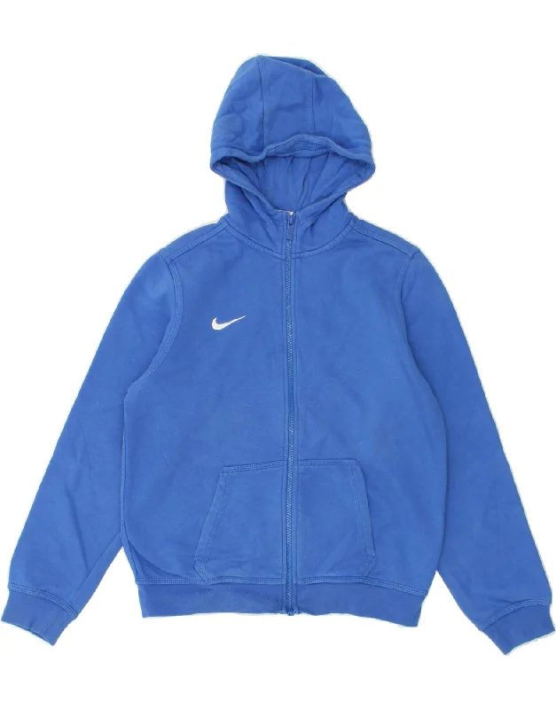 men's premium knit sweaters -NIKE Boys Zip Hoodie Sweater 12-13 Years Large Blue Cotton