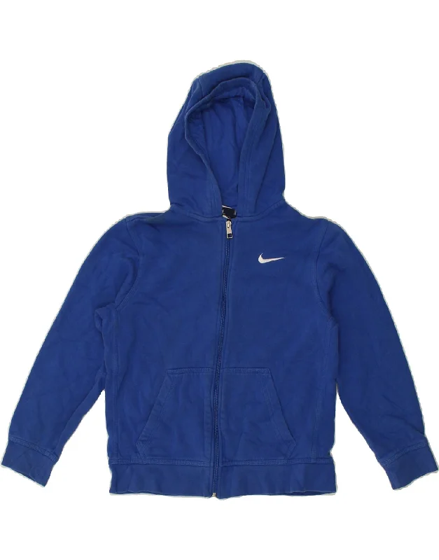 men's modern cardigan sweaters -NIKE Boys Zip Hoodie Sweater 12-13 Years Large  Blue Cotton