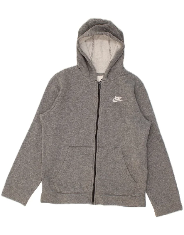 men's high-quality cashmere sweaters -NIKE Boys Zip Hoodie Sweater 12-13 Years Large Grey