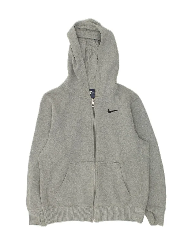 men's oversized sweaters -NIKE Boys Zip Hoodie Sweater 12-13 Years Large Grey Cotton