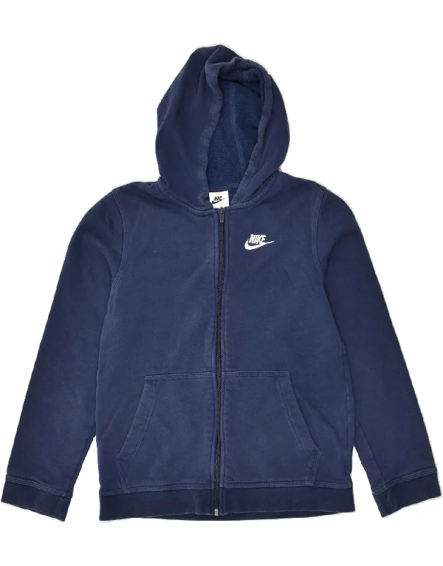 men's high-quality cashmere sweaters -NIKE Boys Zip Hoodie Sweater 12-13 Years  Large Navy Blue Cotton