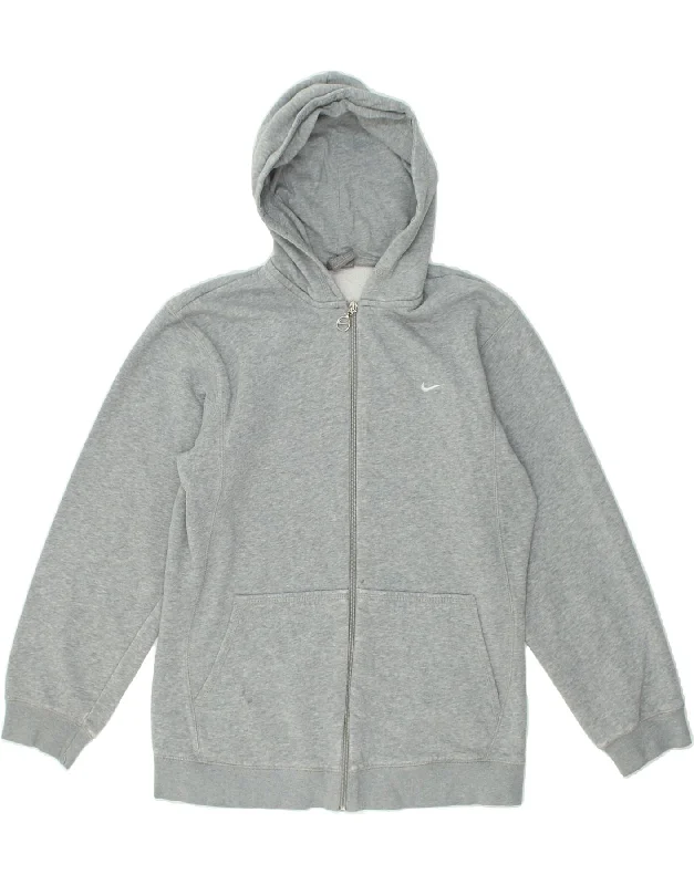 men's lightweight pullover sweaters -NIKE Boys Zip Hoodie Sweater 13-14 Years Grey Cotton