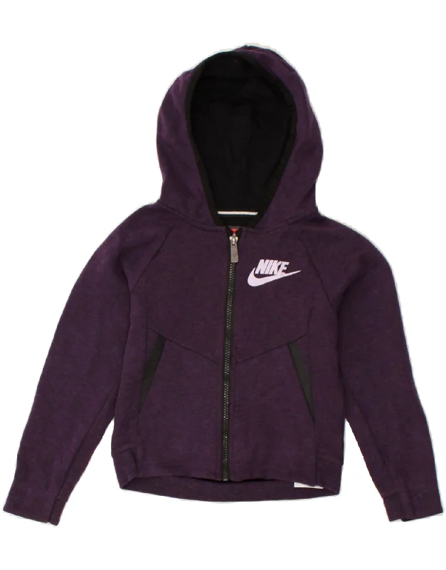 men's versatile knit sweaters -NIKE Boys Zip Hoodie Sweater 5-6 Years Medium  Purple Cotton