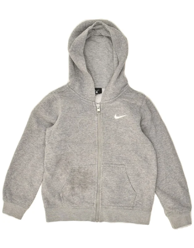 men's premium knit sweaters -NIKE Boys Zip Hoodie Sweater 6-7 Years Large Grey Cotton