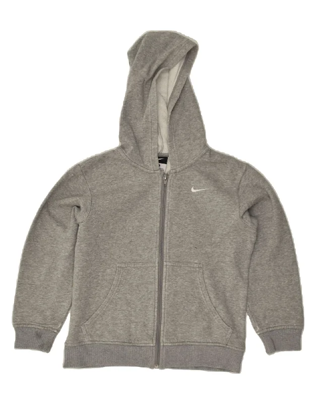 men's thick wool sweaters -NIKE Boys Zip Hoodie Sweater 7-8 Years XL Grey Cotton