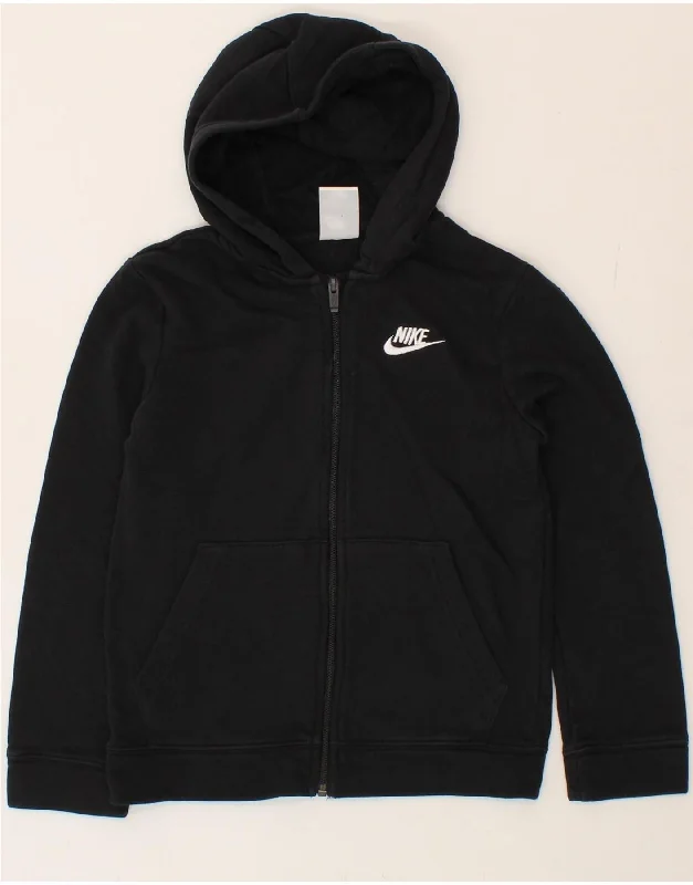 men's oversized sweaters -NIKE Boys Zip Hoodie Sweater 8-9 Years Small  Black Cotton