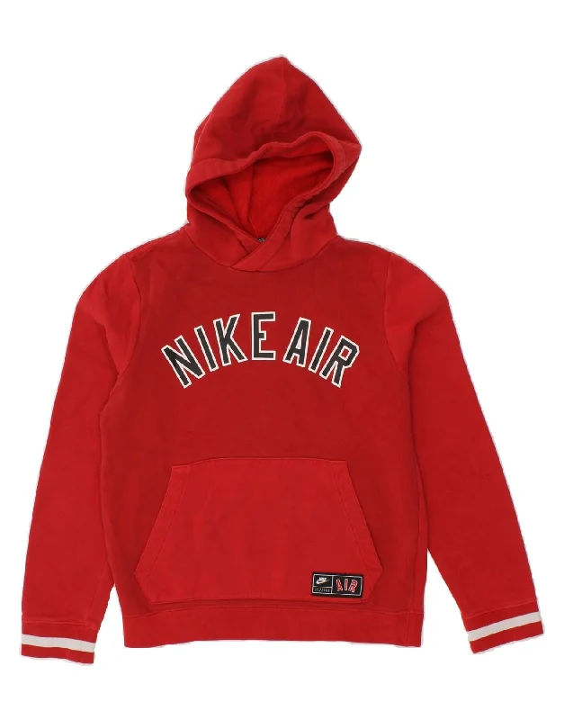 men's oversized sweatshirt hoodies -NIKE Girls Dri Fit Graphic Hoodie Jumper 12-13 Years Large Red Cotton