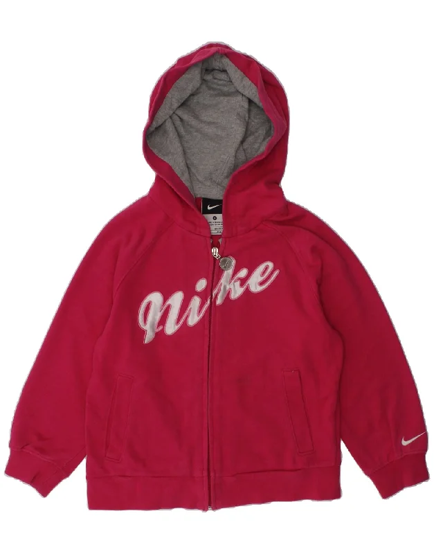 men's wool-blend sweaters -NIKE Girls Graphic Zip Hoodie Sweater 4-5 Years Small Pink Cotton