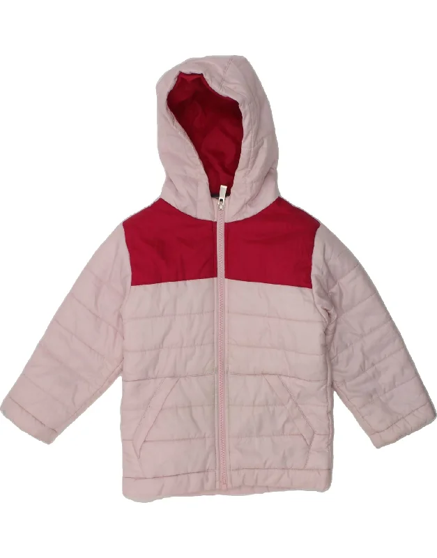 men's vintage jackets -NIKE Girls Hooded Padded Jacket 2-3 Years Pink Colourblock Polyester