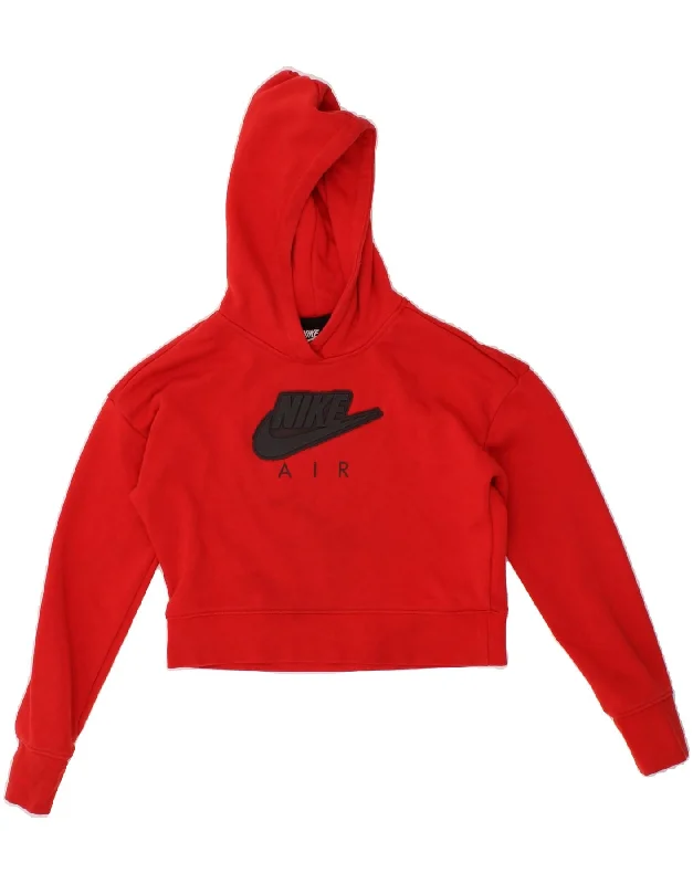 men's lightweight cotton hoodie -NIKE Girls Standard Graphic Crop Hoodie Jumper 12-13 Years Large Red