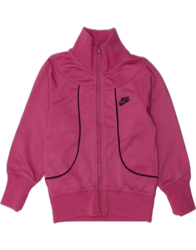 men's lightweight windbreakers -NIKE Girls Tracksuit Top Jacket 4-5 Years Small Pink Polyester