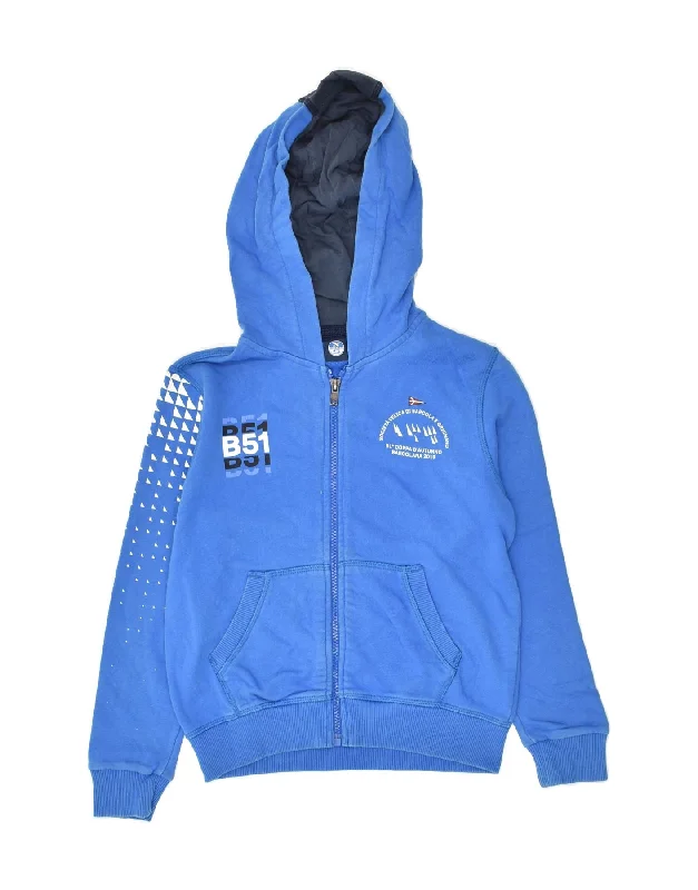 men's luxury sweaters -NORTH SAILS Boys Barcolana 51 Graphic Zip Hoodie Sweater 7-8 Years Blue