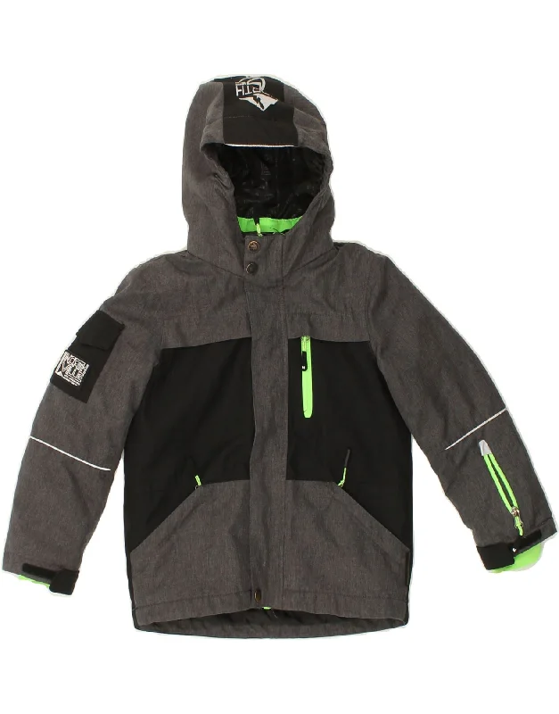 men's weather-resistant jackets -NORTHVILLE Boys Graphic Hooded Ski Jacket 5-6 Years Grey Colourblock