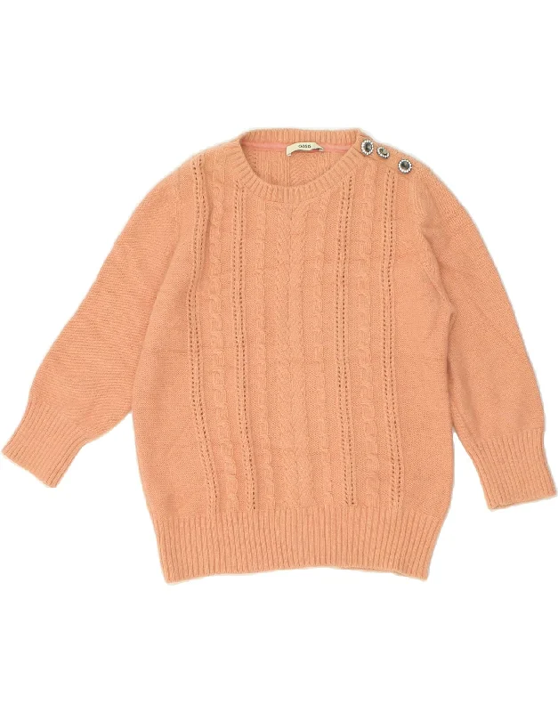 men's cardigan sweaters -OASIS Girls Boat Neck Jumper Sweater 11-12 Years Large Orange Polyamide