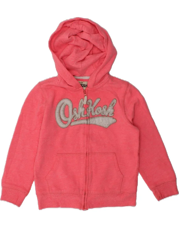 men's thick wool sweaters -OSH KOSH Girls Graphic Zip Hoodie Sweater 4-5 Years Pink Cotton