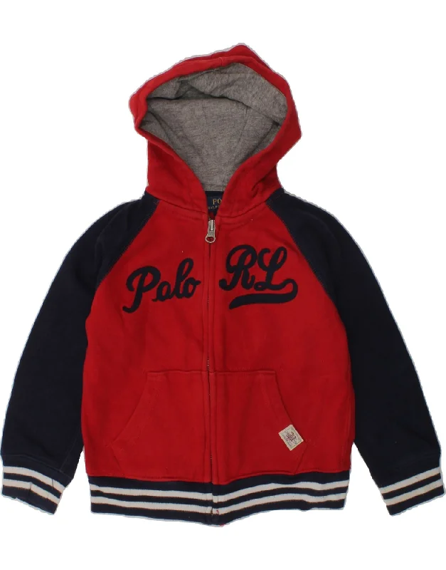 men's short-sleeve sweaters -POLO RALPH LAUREN Boys Graphic Zip Hoodie Sweater 3-4 Years Red