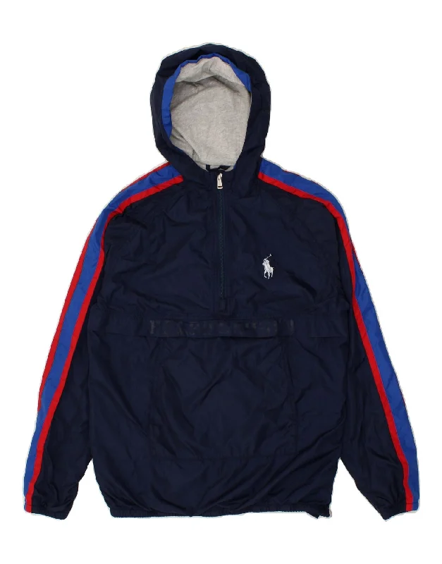 men's parka jackets for cold weather -POLO RALPH LAUREN Boys Hooded Anorak Jacket 15-16 Years XL Navy Blue