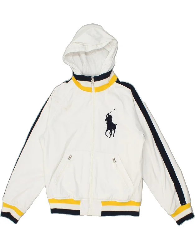 men's rain-resistant jackets -POLO RALPH LAUREN Boys Hooded Bomber Jacket 10-11 Years Medium White