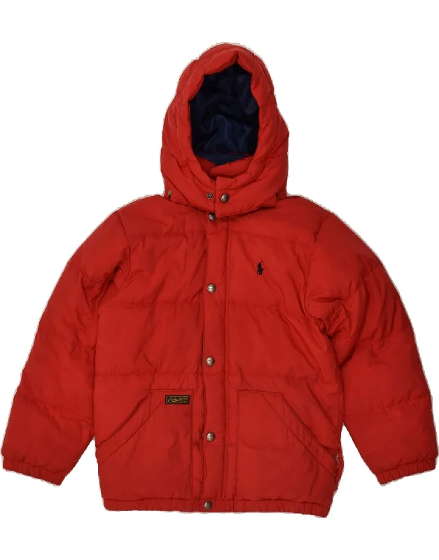 men's rain jackets -POLO RALPH LAUREN Boys Hooded Padded Jacket 7-8 Years Small Red