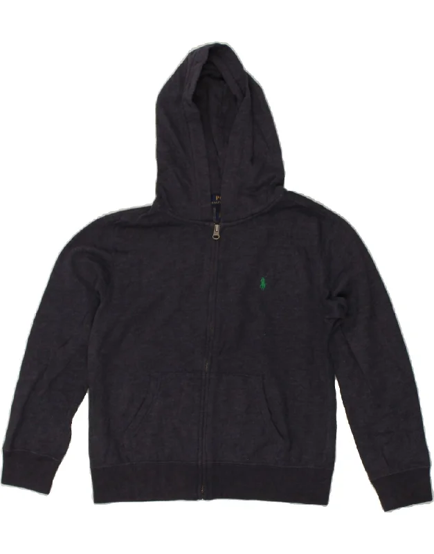 men's cashmere pullovers -POLO RALPH LAUREN Boys Zip Hoodie Sweater 10-11 Years Medium   Navy Blue