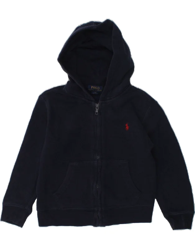 men's formal wool sweaters -POLO RALPH LAUREN Boys Zip Hoodie Sweater 3-4 Years Navy Blue Cotton