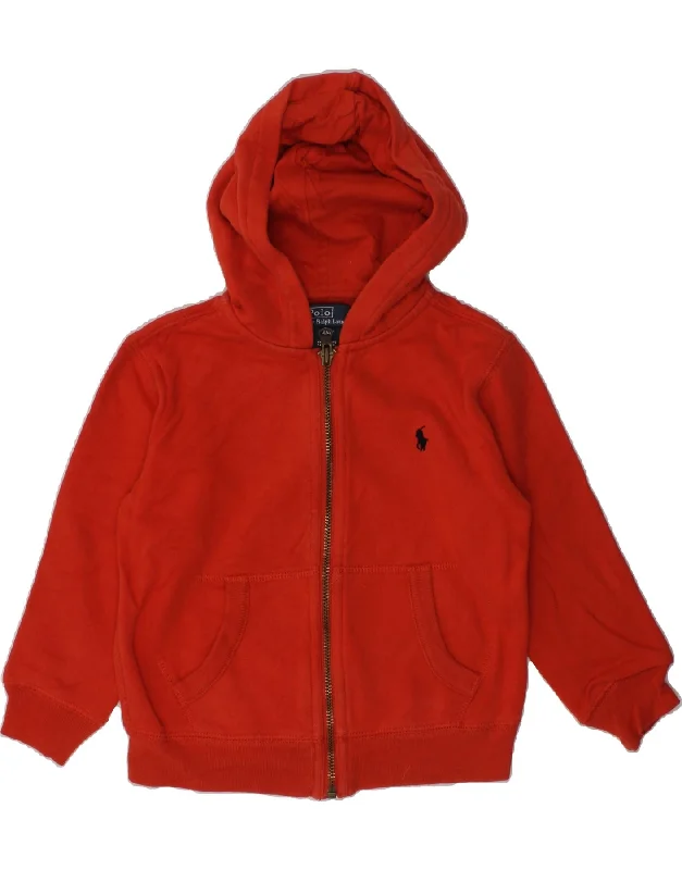 men's wool-blend sweaters -POLO RALPH LAUREN Boys Zip Hoodie Sweater 3-4 Years Orange Cotton