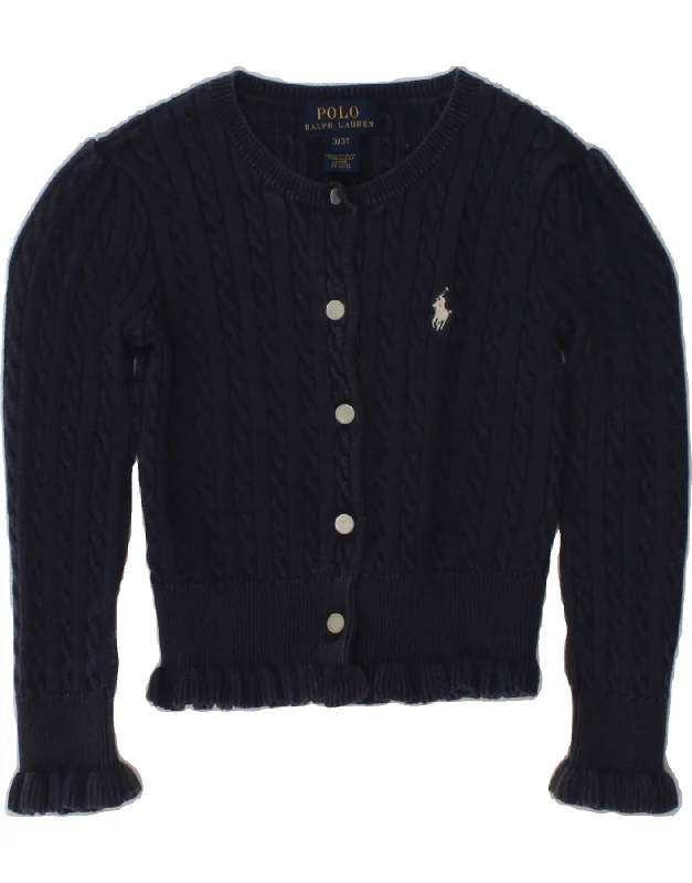 men's wool-blend sweaters -POLO RALPH LAUREN Girls Cardigan Sweater 2-3 Years Navy Blue Cotton