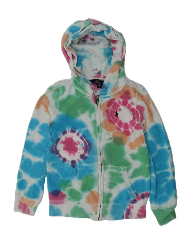 men's stylish sweaters -POLO RALPH LAUREN Girls Zip Hoodie Sweater 5-6 Years Multicoloured Tie Dye