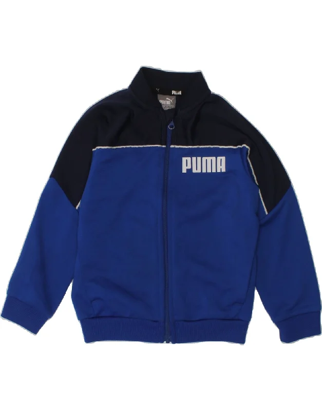 men's comfortable fleece jackets -PUMA Baby Boys Graphic Tracksuit Top Jacket 12-18 Months  Blue Colourblock