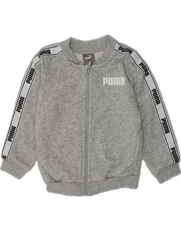 men's outdoor adventure jackets -PUMA Baby Boys Graphic Tracksuit Top Jacket 12-18 Months Grey Cotton