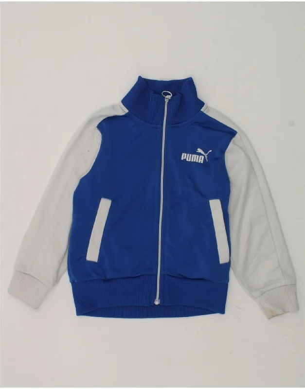 men's trench coats -PUMA Baby Boys Graphic Tracksuit Top Jacket 18-24 Months Blue Colourblock